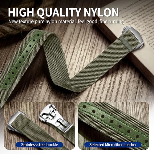 Nylon Watch Strap 20mm 22mm Nylon Watch Band Replacement Single Pass Strap Breathable Military Watch Bands for Men Soft Elastic Watch Straps - color: Army Green, size: 22mm