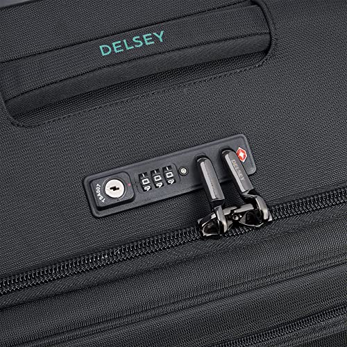 DELSEY PARIS Helium DLX 소프트 사이드 확장 가능한 수하물 스피너 휠 포함, 블랙., Helium DLX 소프트사이드 확장 가능한 캐리어 스피너 휠 포함 - color: 블랙., size: Checked-Medium 25 Inch