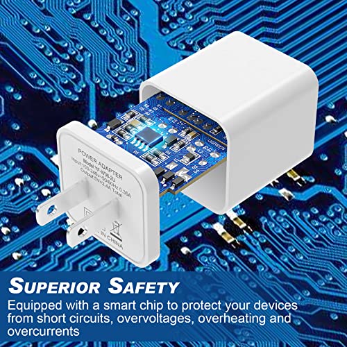 6Pack USB Wall Charger 2.4A Phone Charger Dual USB Port Cube Power Adapter - color: White