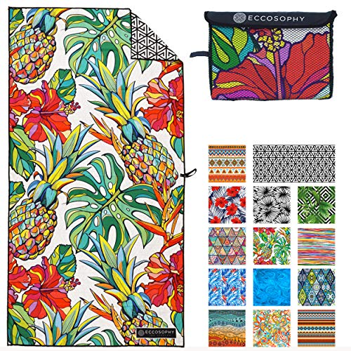 ECCOSOPHY Microfiber Beach Towel - Quick Dry, Sand Free and Oversized 71x35 - color: Honolulu