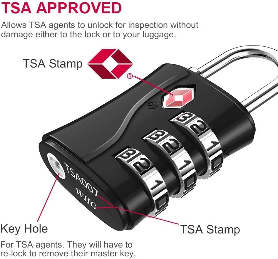 ZHEGE TSA Lock for Luggage, 3 Digit Travel Lock for Suitcase (Rose Gold) - color: Rose Gold, 1P