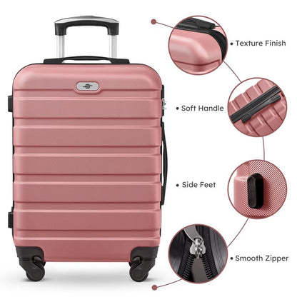 Suitour Luggage Sets 5 Piece, 20, 24, 28 inch Hardside Carry-on and Checked Suitcase Set with Travel Duffle Bag Sets（Rose Gold） - color: Rose Gold, size: 5 Piece Sets(20+24+28)