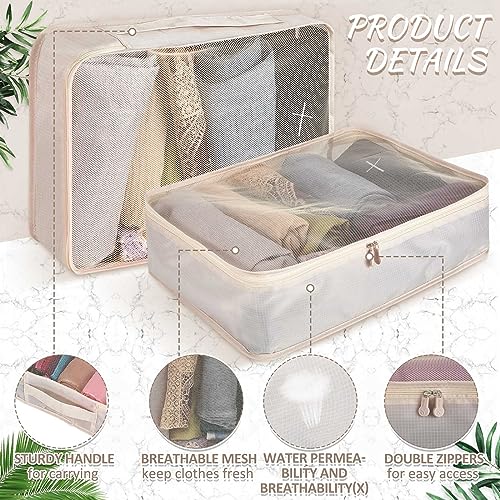 Silkfly 12 Pcs Packing Cubes for Travel,XL, L, M,Classic,Light Khaki - color: Light Khaki, size: XL, L, M, style: Classic