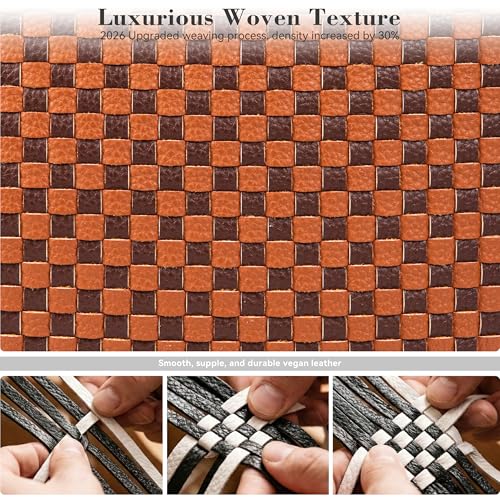 Woven Crossbody Bag for Women, Checkered PU Bum Bag Sling Purse with Adjustable Strap for Travel, Festivals - color: Brown and Coffee Checkered Woven