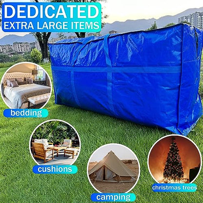 66 Gallon Extra Large Storage Bags, Huge Moving Bags Heavy Duty with Zipper - color: Blue, size: 250L, 2 Pack