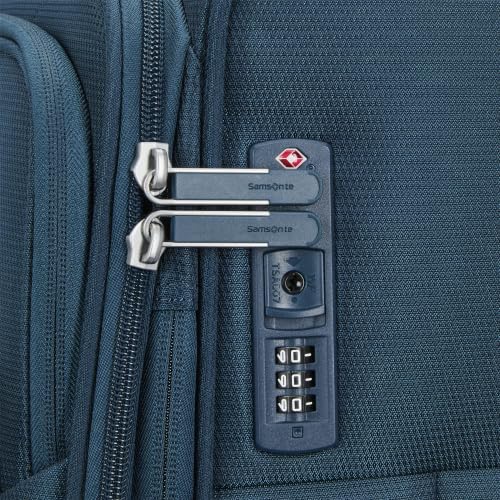 Samsonite Soft-Sided Medium Checked 25-Inch Expandable PortLift Suitcase: Durable, 360° Spinner Wheels, Adjustable Handle, TSA Lock, 2 Front & Side Pocket- Marine Blue - color: Marine Blue, size: 25-Inch Checked-Medium