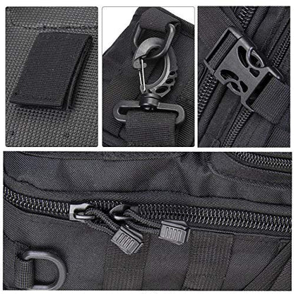 Tactical Sling Bag, Sport Bag Military Rover Shoulder Backpack EDC Assault Range Bag, Chest Pack Handbag Waterproof - color: Black
