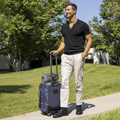 BlueHills Premium Soft Rolled Travel Blanket Airplane Plush Throw - Gray | 70X48 Large Plane Pillow/Blanket, Luggage Strap, Soft Case, Must Have Airplane Essential, Long Flights, Portable, Lightweight - color: R01-gray