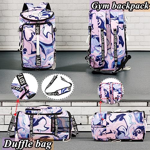 Gym Duffle Bag Backpack,4‑Way Waterproof with Shoe Compartment Travel Laptop - color: Purple