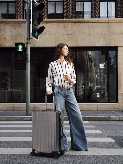 Luggage Sets 3 Piece(20/24/28)-Suitcase Set- Luggage with Wheels-PC + ABS Durable Lightweight Rotating hardshell suitcase (Grey) - color: Grey