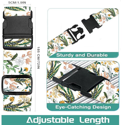 Luggage Straps for Suitcases Travel Belt Accessories, Cute Suitcase Strap, Adjustable Luggage Belt Strap, Heavy Duty with Quick-Release Buckle Luggage Strap Beautiful Flowers - color: Beautiful Flowers