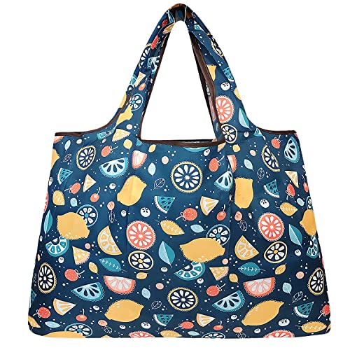 allydrew Large Foldable Tote Nylon Reusable Grocery Bags, Citrus - color: Citrus
