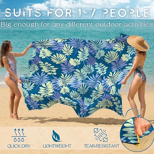 Beach Blanket Waterproof Sandproof 78''X81''/78''X110'' Large Beach Towel - color: Leaves, size: 78''X110"
