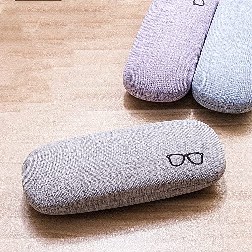 HSYMQ 3Pack Hard Shell Eyeglasses Case Protector Linen Fabrics Large Glasses Case Concise