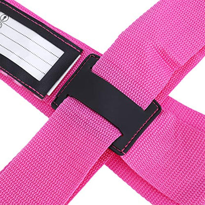 Adjustable Luggage Strap Suitcase Baggage Packing Belt Travel Accessories Long Cross Strap (Pink) - color: Pink