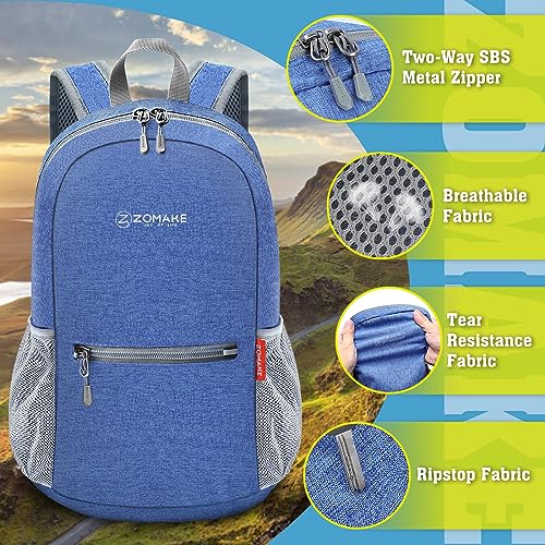 ZOMAKE Lightweight Packable Backpack, 10L Small Foldable Daypack for Hiking - color: Dark Blue A5, size: 10L