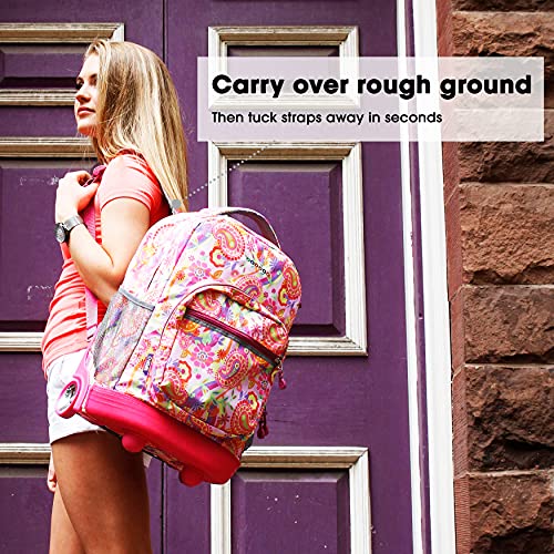 J World Sunrise Kids Rolling Backpack with Wheels for Girls Boys, Roller Bookbag for School, 18 x 13 x 9 Inches, Dandelion - color: Dandelion