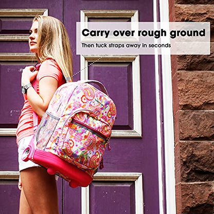 J World Sunrise Kids Rolling Backpack with Wheels for Girls Boys, Roller Bookbag for School, 18 x 13 x 9 Inches, Dandelion - color: Dandelion