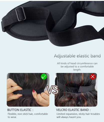 Eye Mask for Sleeping Light Blocking,Side Sleeper Women Men, 3D Contoured Cup Sleeping Mask, Soft Breathable Sleep Eye Mask with Adjustable Elastic Strap for Flight Nap，Black-3D - color: Black
