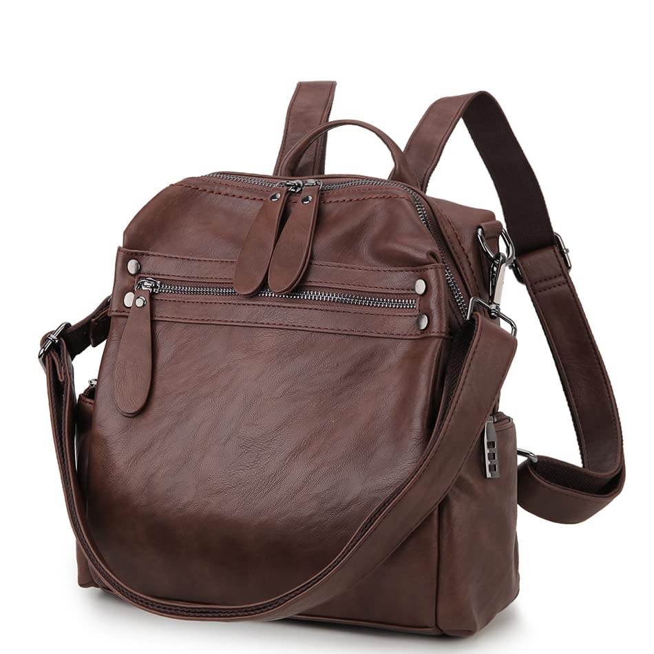 VX VONXURY Small Backpack Purse for Women, Faux Leather, Fit 9.7" IPad - color: Standard-coffee Fits Folder
