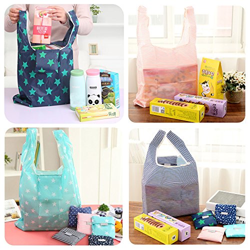Kaxich Reusable Grocery Shopping Bags - Foldable Eco-friendly Shopper Tote Bags (4 Pack) Waterproof & Machine Washable