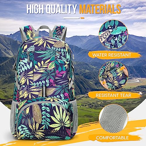 ZOMAKE Lightweight Packable Backpack 35L, Water Resistant Foldable Day Pack - color: D-leaf Print