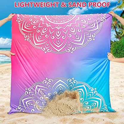 Beach Blanket Sandproof Extra Large Beach Mat Adults Waterproof Sand Free - color: Mandarins, size: 79" X 83"