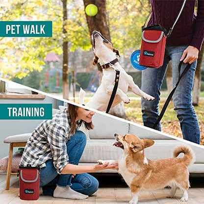 PetAmi Dog Treat Pouch, Large Hands-Free Training Bag, Red - color: Red