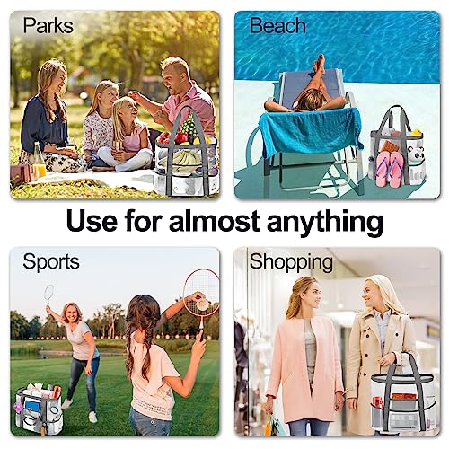 Mesh Beach Bags for Women - Plus Waterproof Sandproof Tote Bag - color: Grey, size: Large