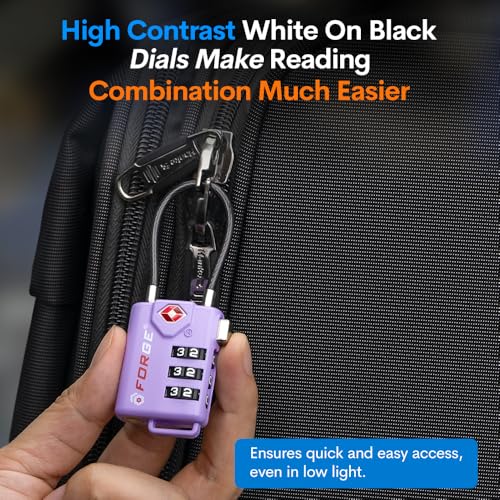 Forge TSA Approved Luggage Locks, Re-settable Combination with Alloy Body, Light Purple 2 PK, for Luggage, Suitcase, Backpack and More. - color: Purple 2 Pack