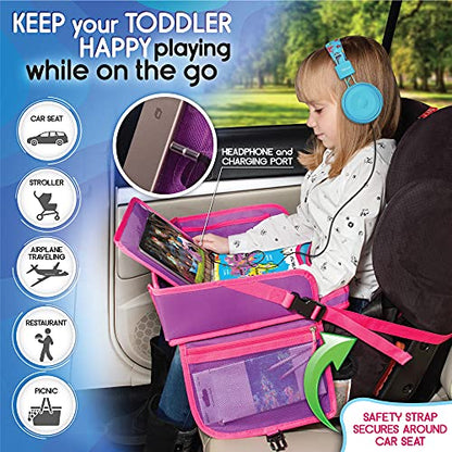 Kids Travel Tray - Toddler Car Seat Tray & Lap Desk - Pink - color: PINK