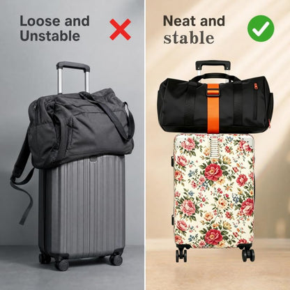 Adjustable Luggage Straps, Orange+Rainbow - color: Orange+Rainbow