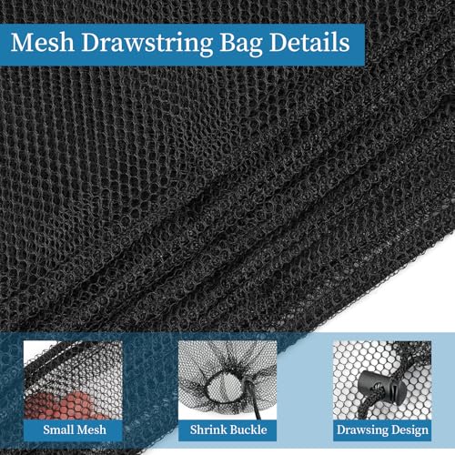 6 Pack Mesh Drawstring Bags with Lock, 14x17 for Gym, Beach, Laundry - color: Black