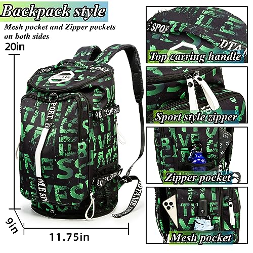 Gym Duffle Bag Backpack,4‑Way Waterproof with Shoe Compartment Travel Hiking Laptop - color: Green