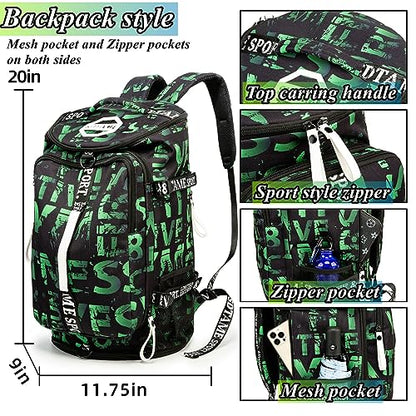 Gym Duffle Bag Backpack,4‑Way Waterproof with Shoe Compartment Travel Laptop - color: Green