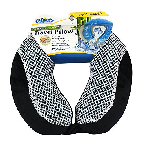 Cloudz Comfort Gel Memory Foam Travel Neck Pillow - Black - color: Black