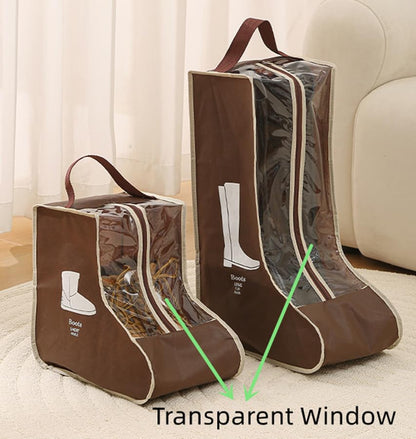 Rikyo 2 Set Brown Boots Bags with Clear Window, 11x19 Inch,Portable - color: Brown -Tall