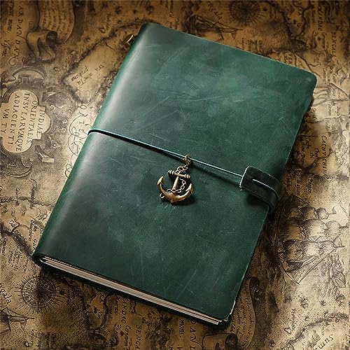 Genuine Leather TN Travel Notebook Protective Cover Journal Sketchbook Planner Agenda Diary Personal Organizers Noteboo (Green A5) - color: Green A5