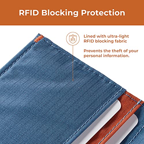 Allett Hybrid Card Wallet, RFID Blocking Slim Bifold (Nylon, Indigo Blue) - color: Indigo Blue, style: Nylon