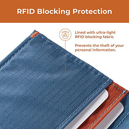 Allett Hybrid Card Wallet, RFID Blocking Slim Bifold (Nylon, Indigo Blue) - color: Indigo Blue, style: Nylon