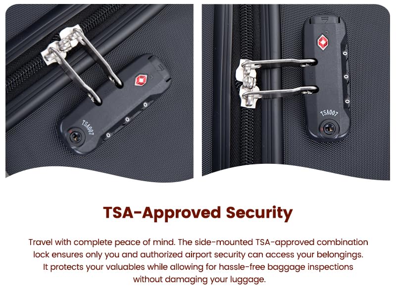 Travelhouse 9-Piece Hardshell Luggage Set with Spinner Wheels & TSA Lock - color: BLACK