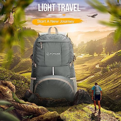ZOMAKE Lightweight Packable Backpack 35L, Water Resistant Foldable Day Pack - color: C-silver Grey