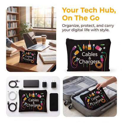 Cable and Charger Storage Bag - Versatile Travel Organizer for Chargers, Cables, Electronic Devices-Black4 - color: Black4