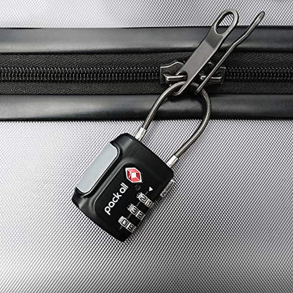 pack all TSA Approved Travel Luggage Locks, Resettable 3-Digit Code | Flexible Steel Cable, Zinc Alloy Body, Clear Number Dials, For Suitcase, Toolbox, Backpack, 4 Pack