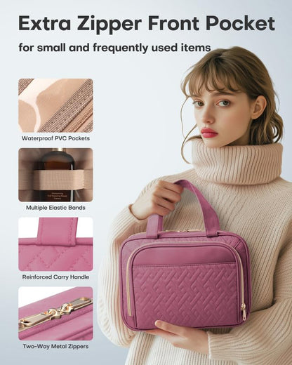HOTOR Hanging Travel Toiletry Bag Women Men, Rosewood-Pink, Medium - color: Rosewood-Pink, size: Medium