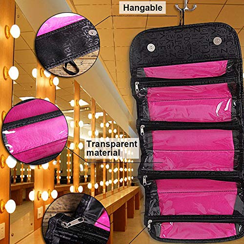 Foldable Hanging Cosmetic Organizer Bag with Multiple Pockets-Travel Toiletry Storage for Makeup, Jewelry, Accessories(Portable & Compact)