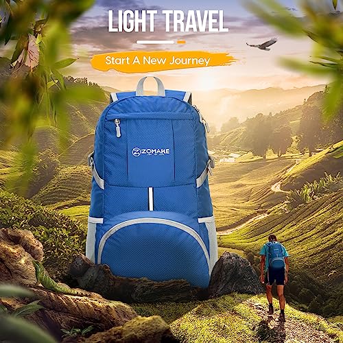 ZOMAKE Lightweight Packable Backpack 35L, Water Resistant Foldable Day Pack - color: B-dark Blue