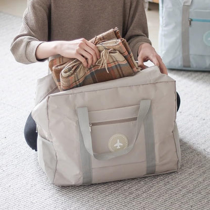 Lightweight Travel Duffel Bag, Foldable Carry on Weekender Overnight - color: Off White