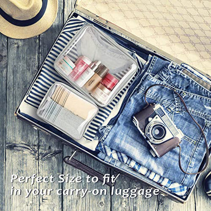 3pcs Crystal Clear Cosmetic Bags TSA Approved Travel Makeup Toiletry Bag - color: 3pcs Gray-1 large, 1 medium, 1 small, size: 1 large, 1 medium, 1 small