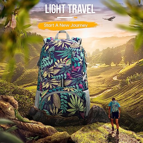 ZOMAKE Lightweight Packable Backpack 35L, Water Resistant Foldable Day Pack - color: D-leaf Print